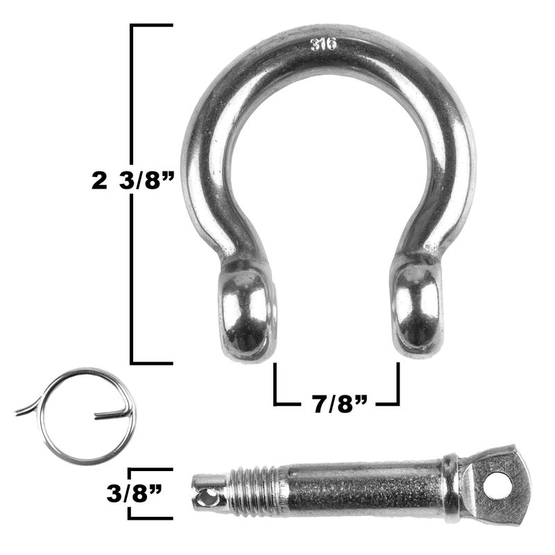 HarborCraft 5/16" by 10 Foot Stainless Steel Anchor Chain with Lock Ring Shackles - Image 4
